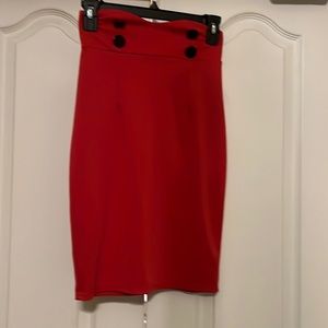 Skirt Red with Black Buttons